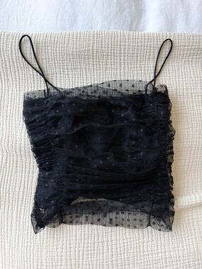 Reformation Amber Polka Dot Black Top Size 0